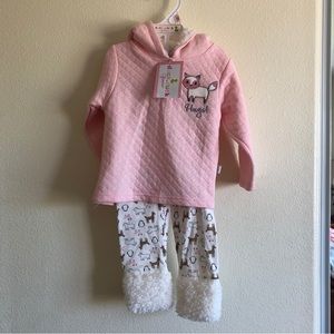 NWT Duck Duck Goose Pink Sherpa-Trim Hoodie & Pants Set (Size: 24 Months)
